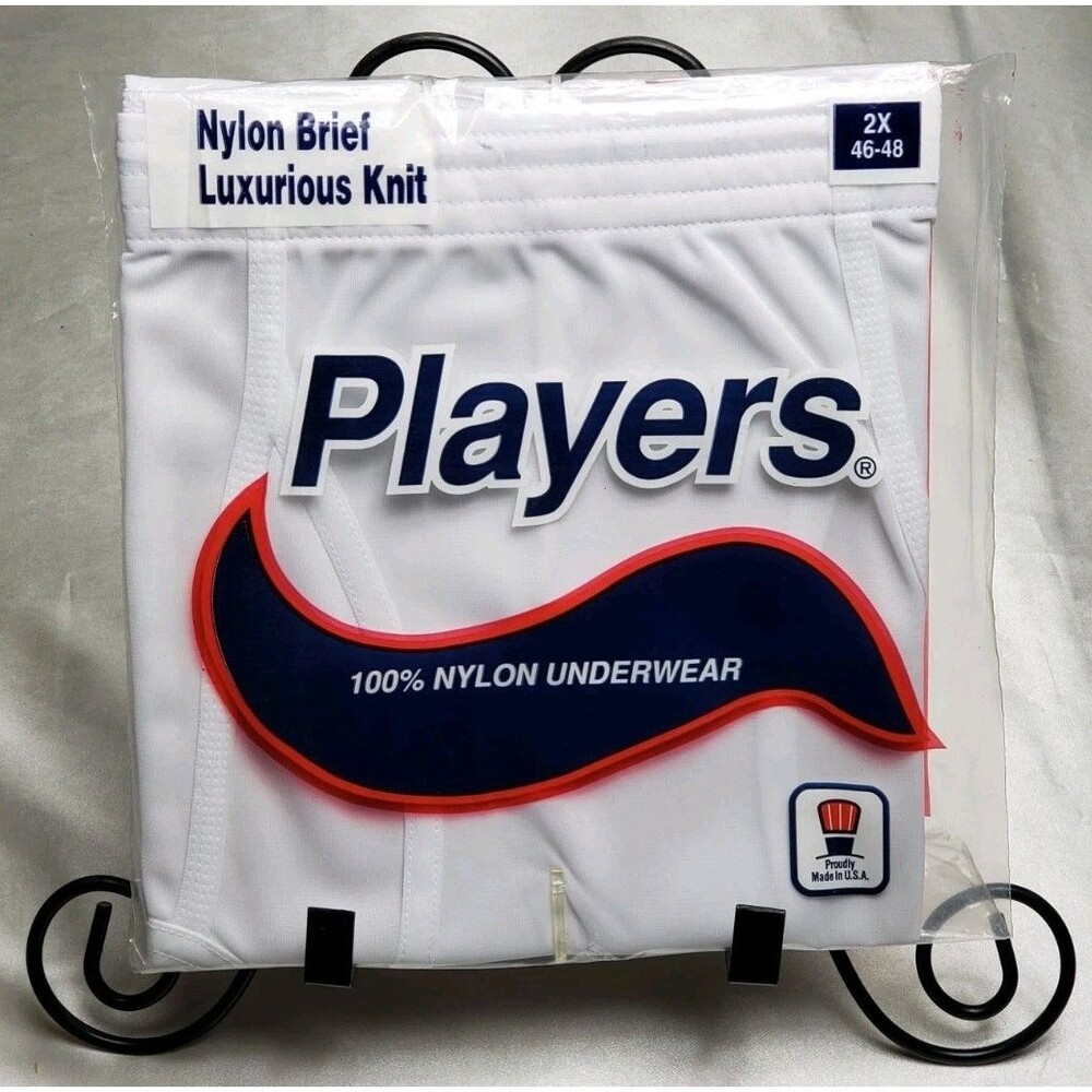 Players 100% NYLON White Brief 2X 46-48 Luxurious Knit Full-Fashion New and Seal